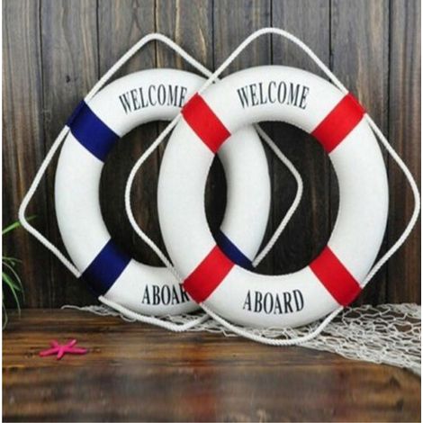 TrAdE Shop Traesio - Salvagente Welcome Aboard Decorativo Decorazione Marino Casa Arredament Moc -