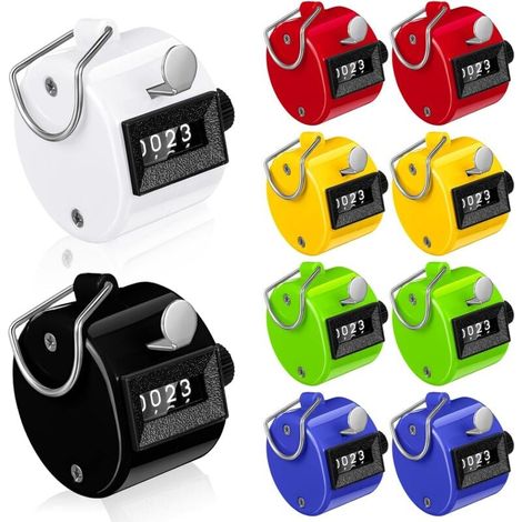 Hand Counters, 12pcs 4-Digit Counters Metal Counters Mechanical Counters for Training, Knitting, People, Golf and Rowing MUMU (1/4)