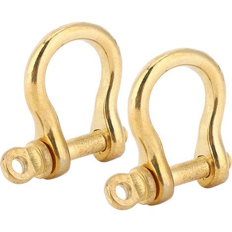 2 Ensembles de Manilles en Laiton Pur, Type U, Anneaux Porte-Clés, Crochets, Boucles de Connexion Dorées 10mm (1/5)
