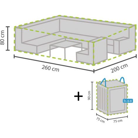 Schutzhülle Abdeckung 260x200cm für Garten Lounge Set + Hülle für 6-8 Kissen (1/5)