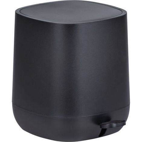 Poubelle à pédale avec frein de chute 6,5L Davos, Fermeture automatique et silencieuse, Sans BPA, Plastique, 23,5 x 26 x 27,5 cm, Noir mat (1/5)