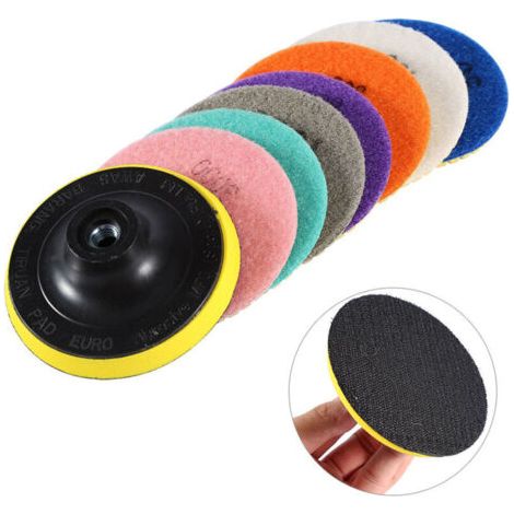 Ensemble de 8 pièces de disques de meulage à eau diamantés en marbre de 4 pouces (50+100+300+800+1500+2000+3000 disques de meulage à eau + plaque adhésive de 4 pouces) (1/5)