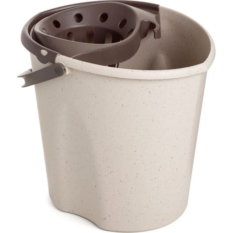 TATAY Secchio per mocio Oval ECOHOME, Polipropilene, Senza BPA, scarico a pressione, con manici. Fatto in Spagna, 100% materiale riciclato, Colore Beige. (1/3)