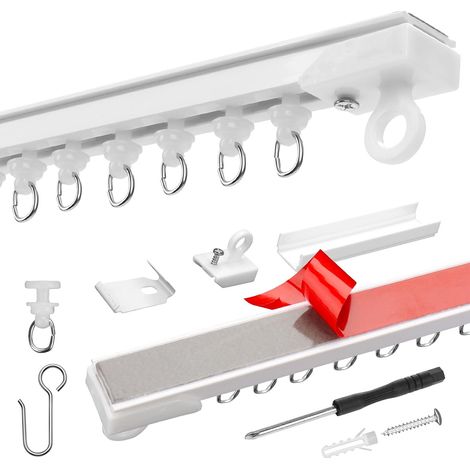 Selbstklebende Gardinenschiene 2 x 40 cm (80 cm) – Keine Bohrungen für die Deckenmontage erforderlich, kürzbar und erweiterbar, ideal für Fenster, Schlafzimmer, Küchen, Kleiderschränke und Raumteiler (1/5)