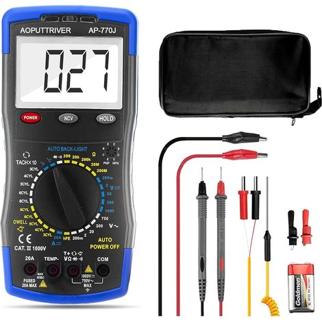Multimètre Numérique Automobile HP-770J Plage Manuelle NCV Mesure RPM Angle de Maintien Test Température Résistance Tension Courant (1/5)