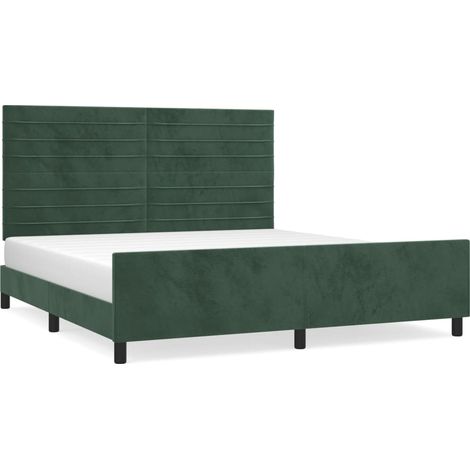 Cadre de lit avec tête de lit Vert foncé 180x200 Velours (1/5)