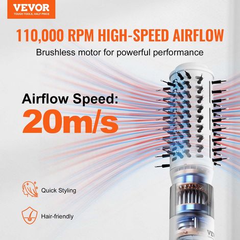 Brosse Sèche-cheveux 1200 W Styler Multifonction Professionnel Ionique Air Chaud, avec 2 Brosses, 4 Températures 3 Vitesses Réglabl… (1/5)