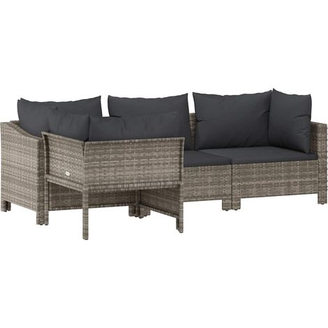 Salon de jardin,Mobilier de jardin 4 pièces avec coussins en polyrotin gris CFW22024 (1/5)