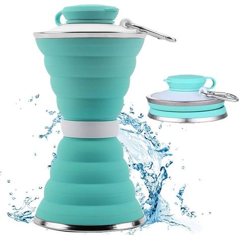 Botella de agua plegable de silicona, vaso de camping con mosquetón. Otros accesorios de cocina.