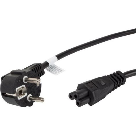 Câble d'alimentation pour ordinateur portable (antimicrobien) IEC 7/7 - IEC 320 C5 1,8 m VDE noir CA-C5CA-11CC-0018-BK (1/4)