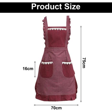 Grembiule da cucina rosso da donna con tasche, comodo per le attività di cucina. (1/3)