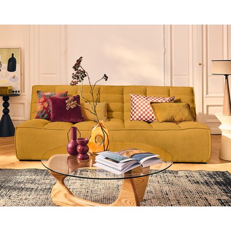 Lisa Design – Canapé droit 3 places modulable en velours texturé – Largeur 214 cm – Assise généreuse – Fabrication européenne (1/5)