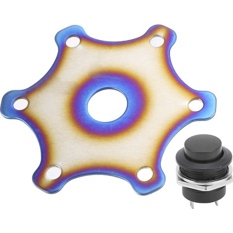 Cache-bouton de klaxon de volant universel en ABS et métal pour voiture de course (6 boulons), noir (1/5)