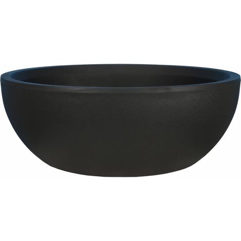 Jardinière ronde en plastique noir 40 cm – Capacité 12 litres – Pour plantes de taille moyenne – Finition moderne – Riviera (1/4)