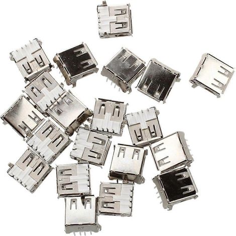 Lot de 20 connecteurs USB femelles de type A à 4 broches DIP coudés. (1/5)