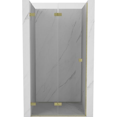 Mexen Lunar-F Faltbare Duschwand links 95 cm, transparent, gebürstet gold - 836-095-000-55-00-L