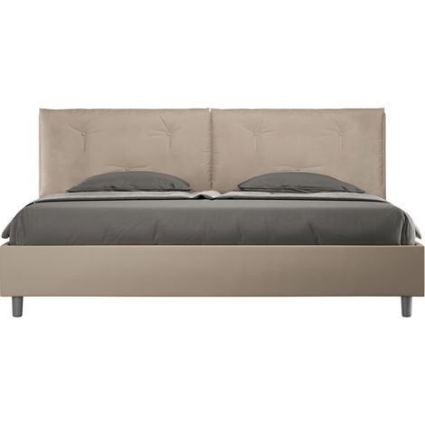 Letto Matrimoniale King Size 200x210 cm con Rete Imbottito in Similpelle Appia Large Tortora (1/5)