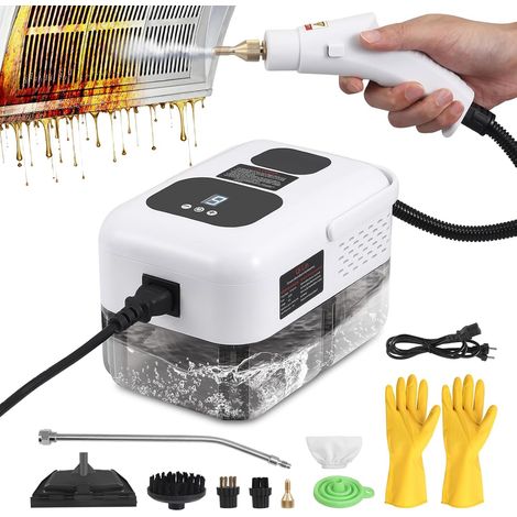 Nettoyeur Vapeur Steamer Portable, 2500w 9 Vitesses Réglables Nettoyeur Vapeur Haute Pression Professionnel pour Tous Les Meubles de Cuisine, Canapés, Sol, Salle de Bain, Carrelage (Blanc)