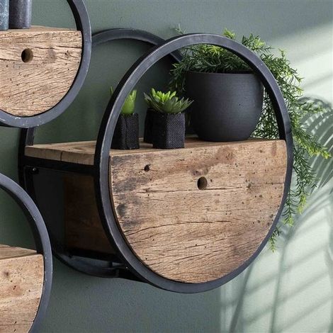 Wall shelf Dilon ø50 cm Robust Hardwood (1/4)