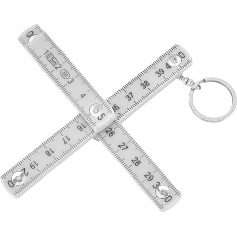 2 règles pliantes en ABS, portables, 0,5 m, avec anneau porte-clés, pour la menuiserie et la pose de carrelage, blanches (1/5)