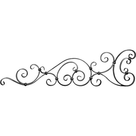 Deco Fer Forge – Dessus de portail décoratif 300mm x 1100mm – Volutes en fer forgé – À souder pour remplacement de référence 158007