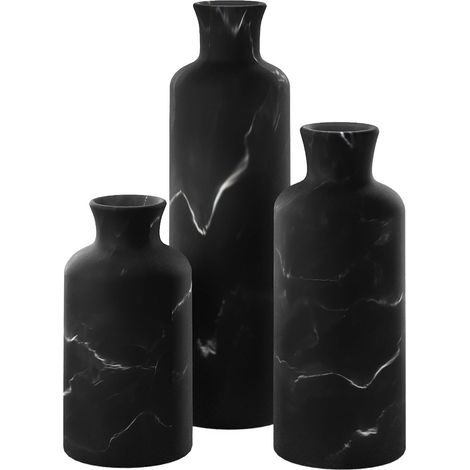 Ensemble de vases Noirs Mats – Vases pour décoration, Parfaits pour contenir de l'herbe de la Pampa, des Fleurs séchées/fraîches, des vases pour Votre Cuisine, Chambre, Bureau, Salon (1/5)