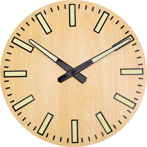 Horloge murale lumineuse, silencieuse et simple, en bois, avec veilleuse intégrée, idéale pour le salon, le bureau ou la chambre. (1/5)