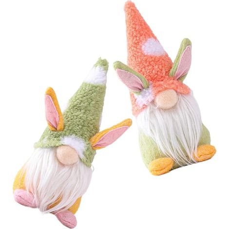 2pièces Décorations Pâques Poupées GNOME Lapin Décorations Bureau Poupées GNOME Pâques Lapin (1/5)