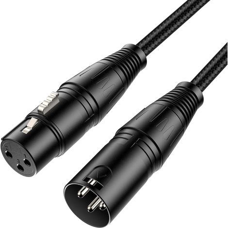 Câble XLR Mâle vers Femelle, Câble Microphone Bilancé Professionnel avec Double Tresse Renforcée, Conducteur 24AWG OFC pour Table de Mixage, Enceinte Active, Studio et Scène (7.6m) (1/5)