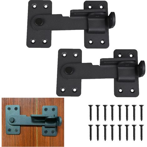 Verrou de porte à angle droit 90 degrés de grange coulissante en acier inoxydable, loquet de porte coulissante à rabat, Convient aux portes de clôture en bois et aux portes d'armoires (1/5)