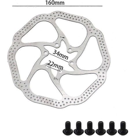 Disque de frein 3 ou 6 trous, 160 mm, pour trottinette électrique - Accessoire idéal (style D) - Disponible en plusieurs modèles (3 et 6 trous). (1/5)