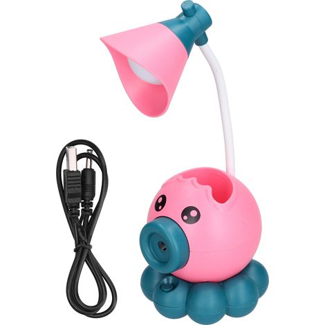 Lampe de bureau LED en forme de pieuvre, pliable, multifonctionnelle, lumière blanche chaude, chargement USB, jolie lampe de bureau rose (1/5)