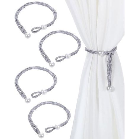 4 piezas Vorhang Raffhalter,Gardinen Raffhalter mit Perlenvorhangschnalle,Alzapaños de cortina ajustables para Zuhause (1/5)
