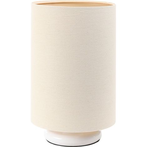 Lampe de chevet Boho 0E0s-D-130w - Pietement blanc, extérieur en jute beige clair crème, intérieur beige crème (1/4)