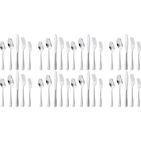 Set 20 Pièces Couverts De Table, Acier Inoxydable Argenté, Ménagère 4 Personnes, Lavable Lave-vaisselle