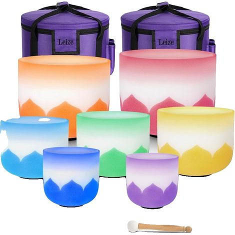 Bol de Cristal Chantant, Ensemble de 7 Chakras, Accessoires de Guérison Sonore, 7pcs Dégradé-coloré (1/2)