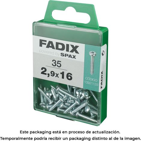 Caja de 35 unidades de tornillo de rosca chapa con cabeza redonda en cinc 2,9x16mm Fadix (1/3)