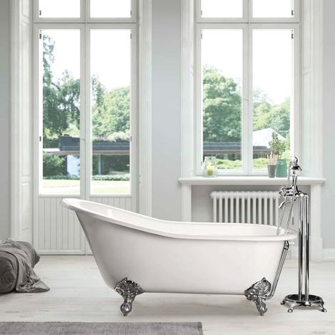 Bañera de Hierro ASHFORD 146 cm Patas CROMADAS