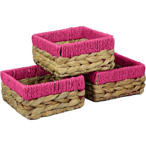Set di 3 Cestini con Bordi Rosa Decorativi Scatola Regalo (1/5)