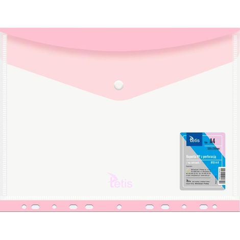 A4 PP-Umschlag mit perforierter Druckknopfleiste, rosa (6 Stück)