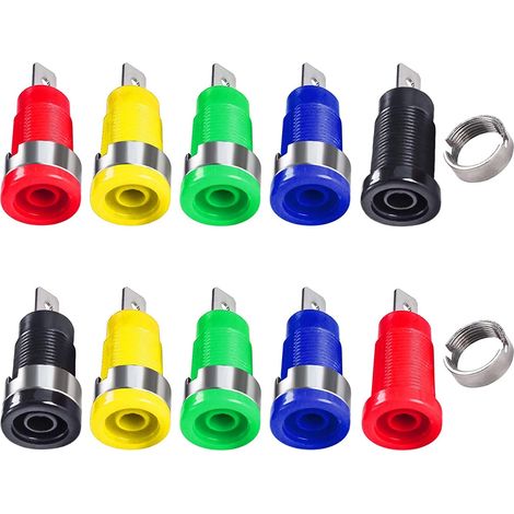 10 Pièces Prise jack banane, Connecteur 4 mm, Laiton nickelé, PA66, Pour panneau électrique
