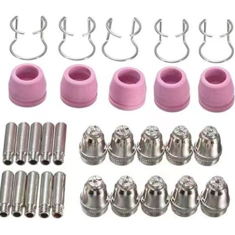 30PCS AG 60 SG 55 SG51 Plasma Cutting Torch Consumables Kit Tip Electrode Nozzles Tip Accessory Suitable for Non-Touch Pilot Arc Plasma Cutter Machine (1/4)
