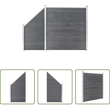 vidaXL Gartenzaun -  WPC Zaun-Set 1 Quadrat + 1 Schräge 273x186 cm Grau
