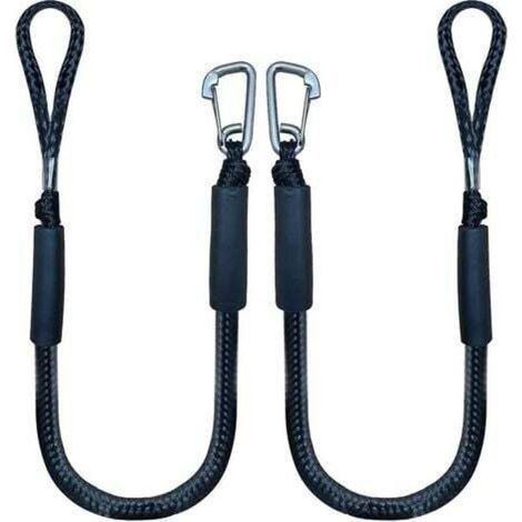 Bungee Dock Line avec crochet corde d'amarrage noire pour bateau 4 pieds paquet de 2 et noir (1/2)