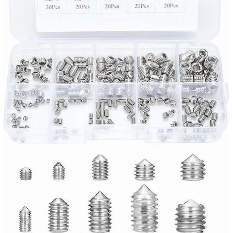 Vis de réglage, vis de réglage conique M3 M4 M5 M6 M8, vis pour poignée de porte, kits de vis à six pans creux (1/5)