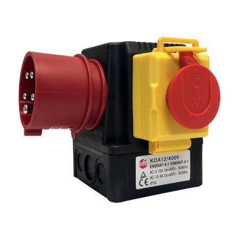 KEDU KOA12 Schalter Stecker Kombination 400V 12A mit Phasenwender und Not-Aus Funktion Baukreissäge (1/3)