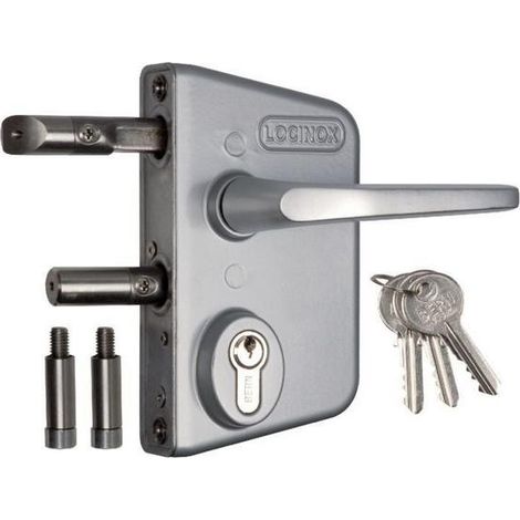 Serratura per cancello a battente + cilindro profilo in alluminio/acciaio inox da 40 a 60 LOCINOX