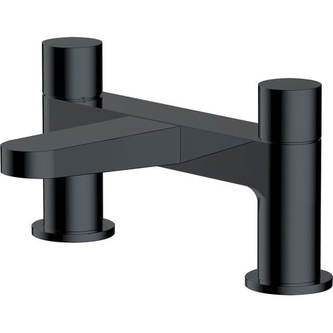 RAK Petit Round Matt Black Deck Mounted Bath Filler Tap - RAKPER3004B (1/2)
