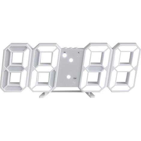 3D LED Digital Wall Clock 12/24 Hour Temperature Date Display Time Memory Snooze Function Night Light Adjustable Brightness