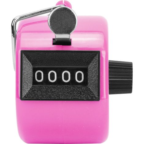 Compteur manuel BERM à 4 chiffres avec bouton de réinitialisation en plastique et crochet (rose)